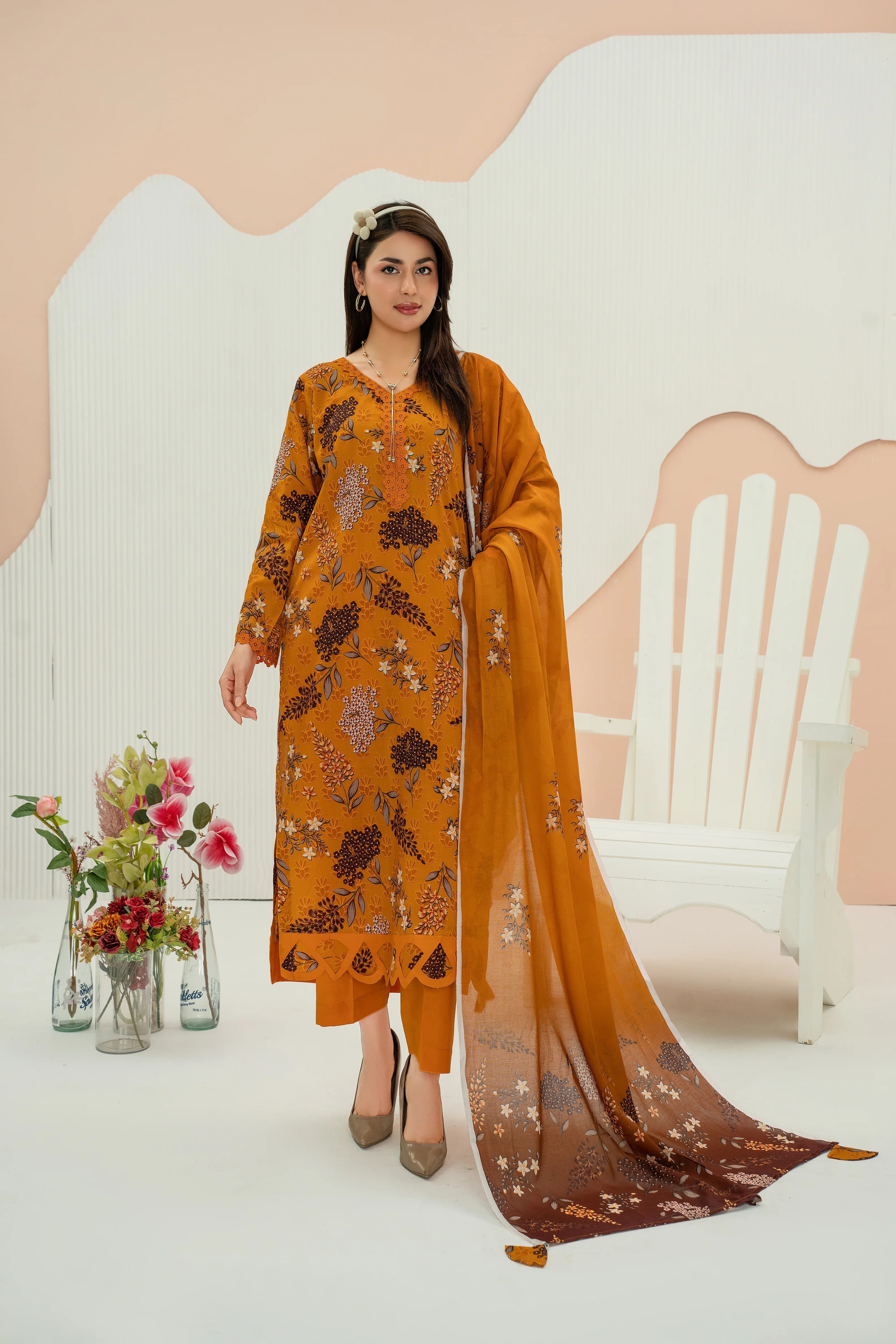 PRINTED LAWN UNSTITCHED 3PC SUIT