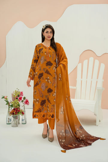 PRINTED LAWN UNSTITCHED 3PC SUIT