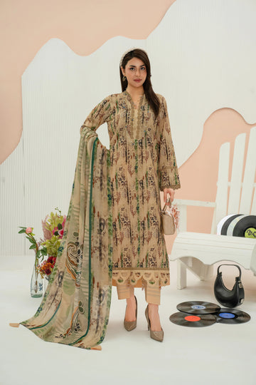PRINTED LAWN UNSTITCHED 3PC SUIT
