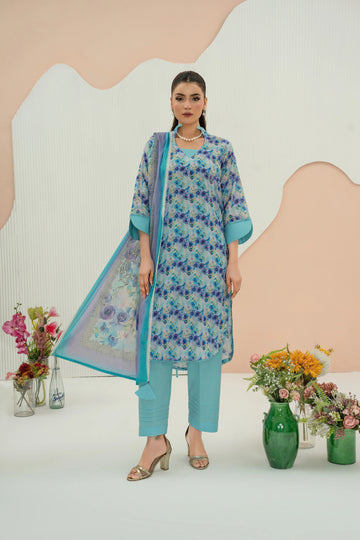 PRINTED LAWN UNSTITCHED 3PC SUIT