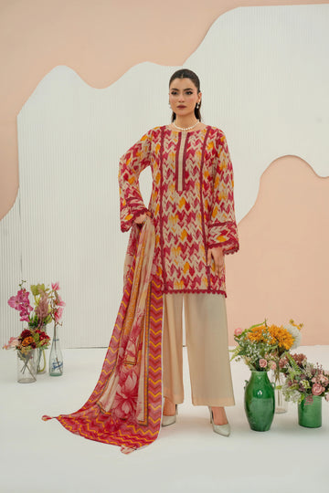 PRINTED LAWN UNSTITCHED 3PC SUIT
